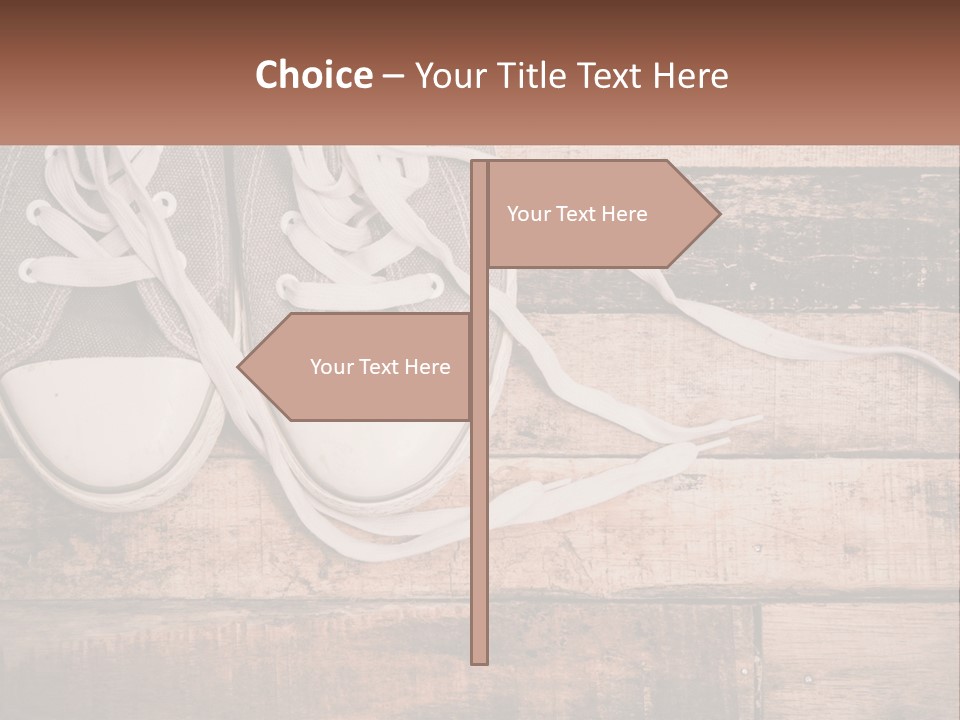 A Pair Of Gray Sneakers On A Wooden Floor PowerPoint Template