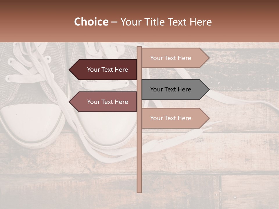 A Pair Of Gray Sneakers On A Wooden Floor PowerPoint Template