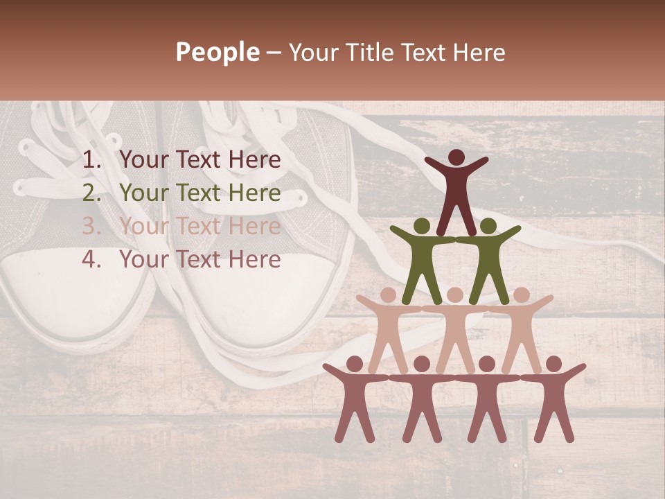 A Pair Of Gray Sneakers On A Wooden Floor PowerPoint Template