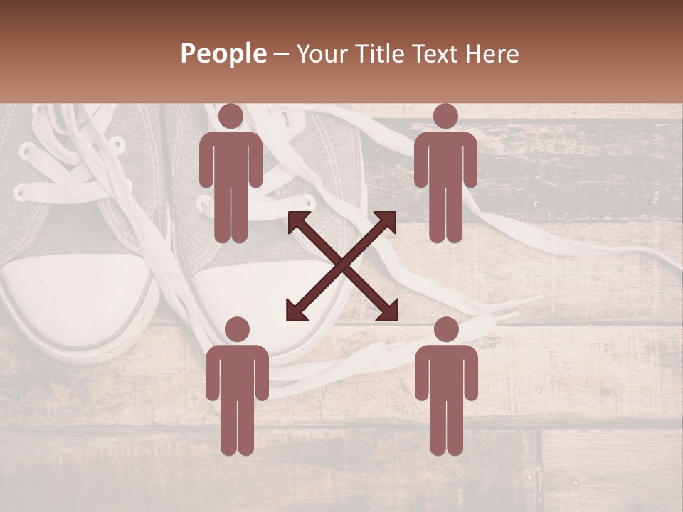 A Pair Of Gray Sneakers On A Wooden Floor PowerPoint Template