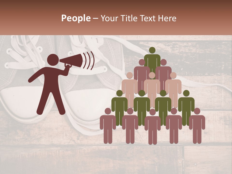 A Pair Of Gray Sneakers On A Wooden Floor PowerPoint Template