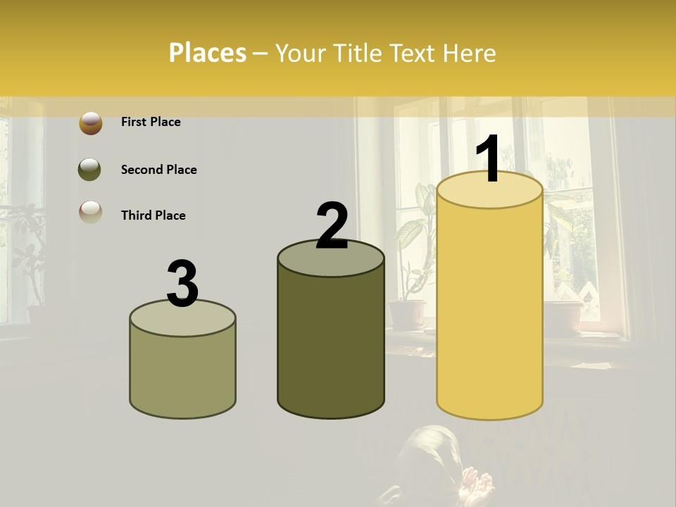 A Woman Sitting On The Floor In Front Of A Window PowerPoint Template