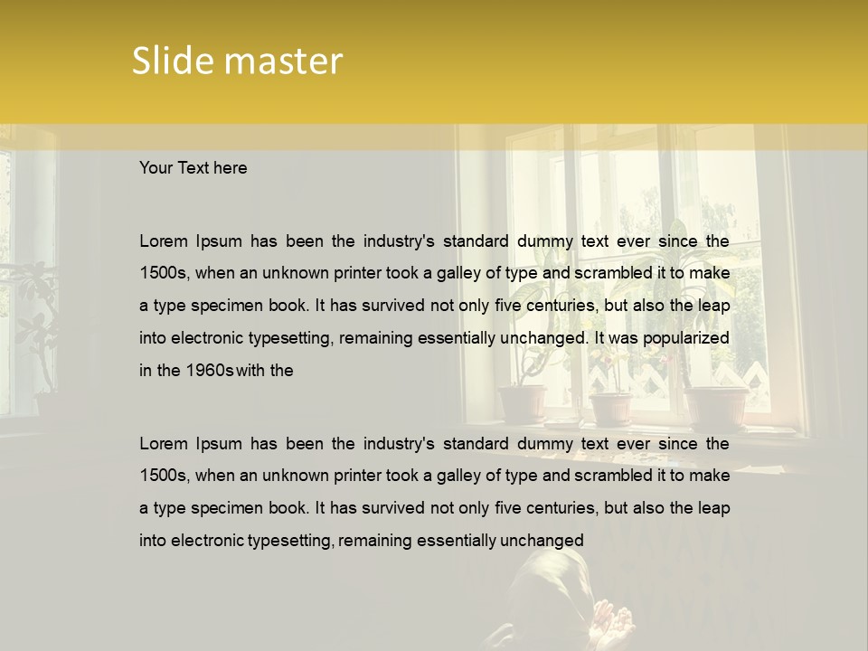 A Woman Sitting On The Floor In Front Of A Window PowerPoint Template