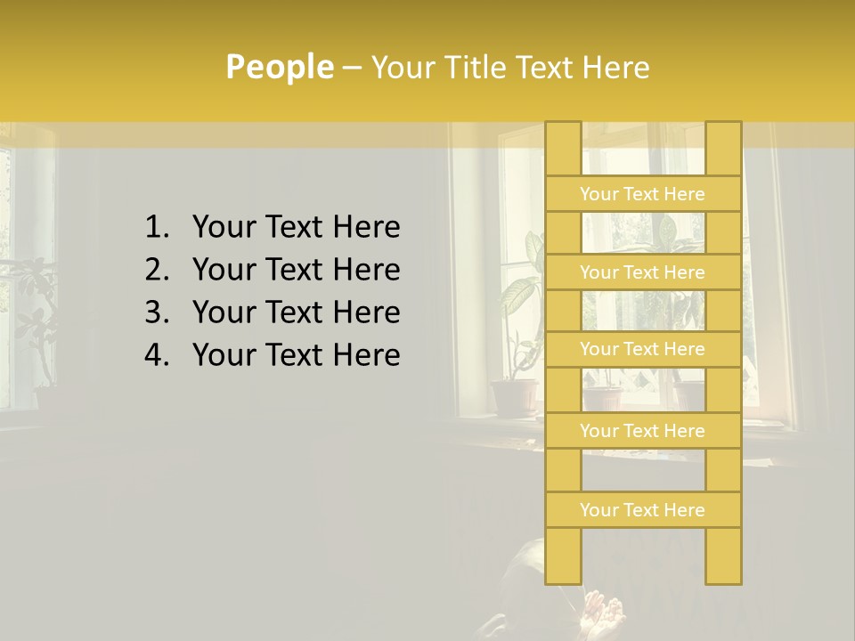 A Woman Sitting On The Floor In Front Of A Window PowerPoint Template