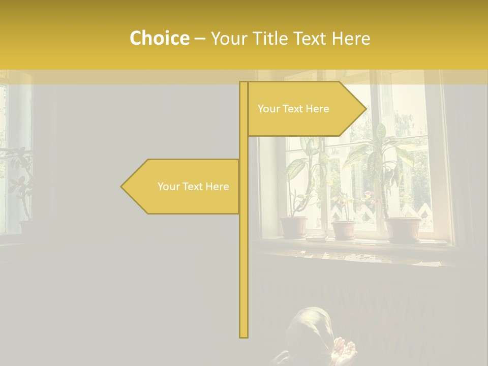 A Woman Sitting On The Floor In Front Of A Window PowerPoint Template
