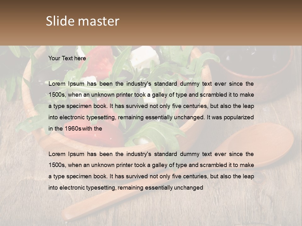 A Wooden Bowl Filled With A Salad Next To A Wooden Spoon PowerPoint Template