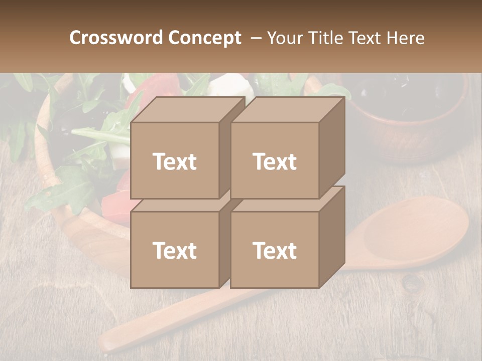 A Wooden Bowl Filled With A Salad Next To A Wooden Spoon PowerPoint Template