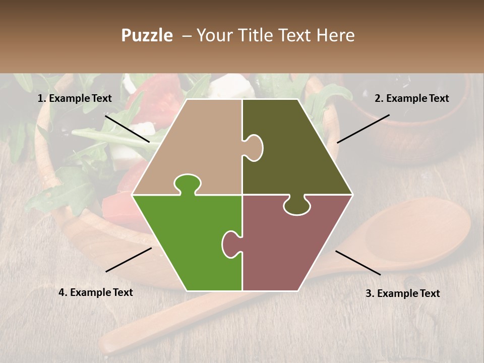 A Wooden Bowl Filled With A Salad Next To A Wooden Spoon PowerPoint Template