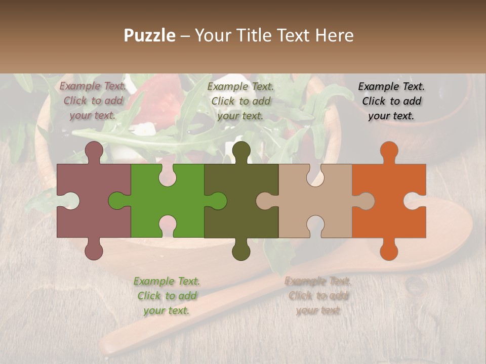 A Wooden Bowl Filled With A Salad Next To A Wooden Spoon PowerPoint Template