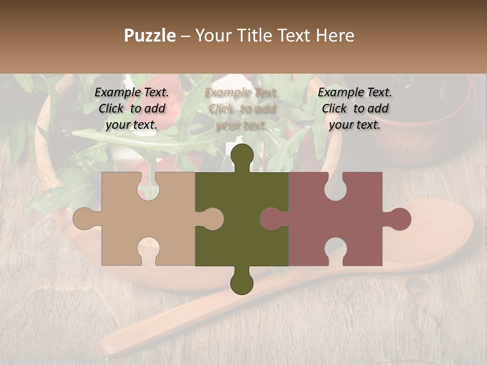 A Wooden Bowl Filled With A Salad Next To A Wooden Spoon PowerPoint Template