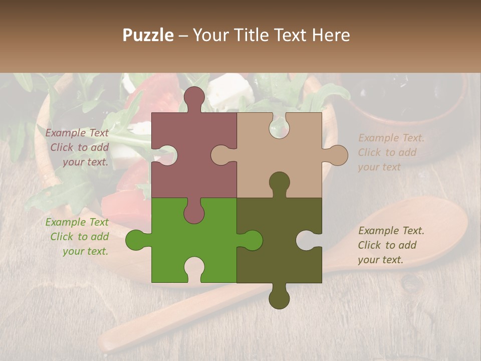 A Wooden Bowl Filled With A Salad Next To A Wooden Spoon PowerPoint Template