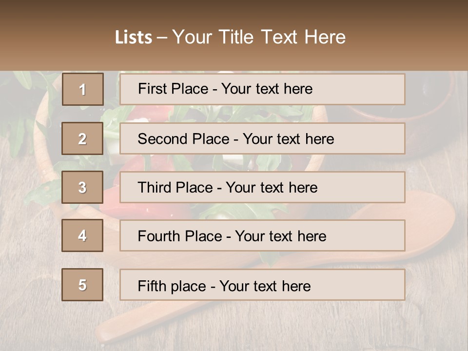 A Wooden Bowl Filled With A Salad Next To A Wooden Spoon PowerPoint Template