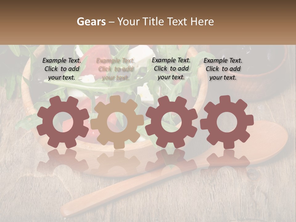 A Wooden Bowl Filled With A Salad Next To A Wooden Spoon PowerPoint Template