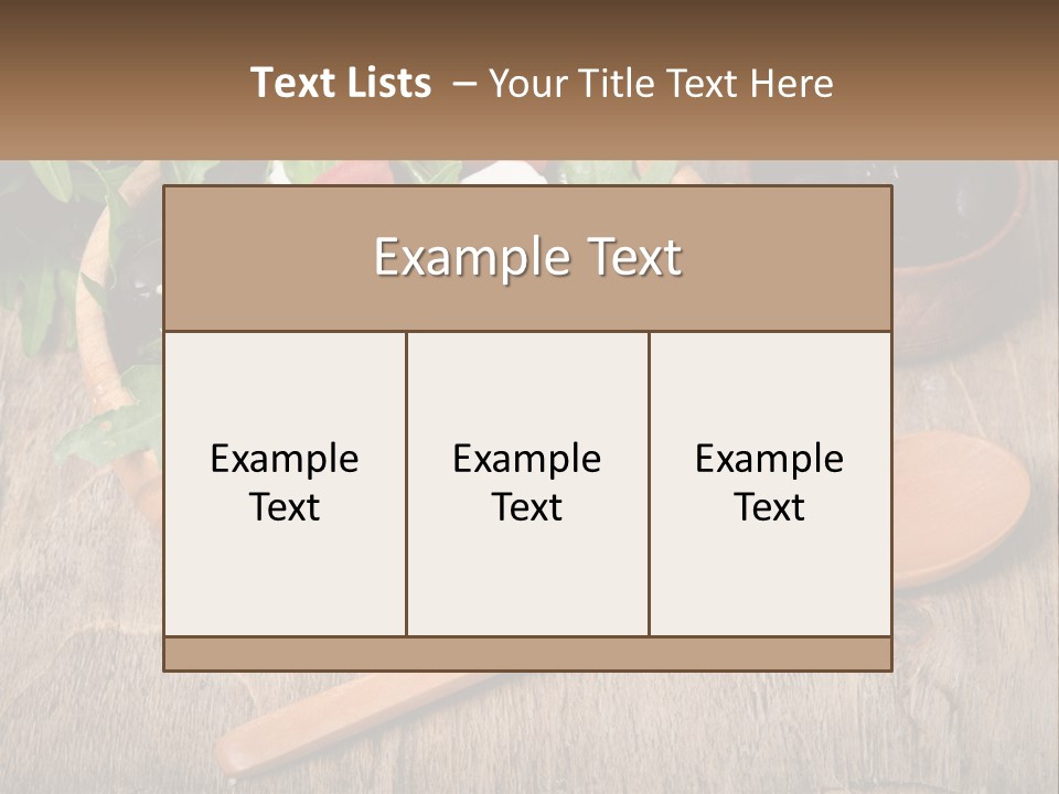 A Wooden Bowl Filled With A Salad Next To A Wooden Spoon PowerPoint Template
