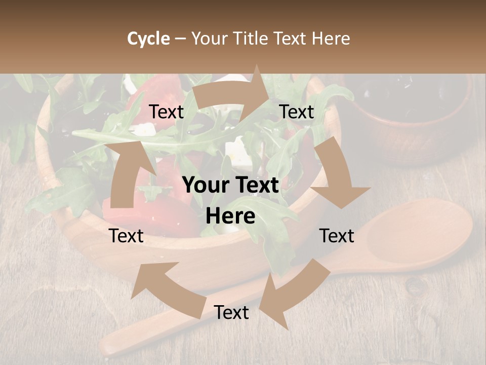 A Wooden Bowl Filled With A Salad Next To A Wooden Spoon PowerPoint Template