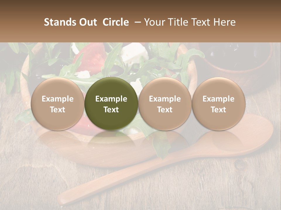 A Wooden Bowl Filled With A Salad Next To A Wooden Spoon PowerPoint Template