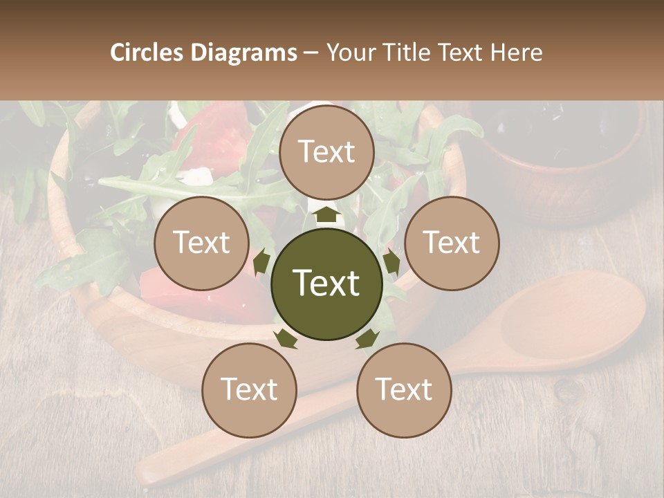 A Wooden Bowl Filled With A Salad Next To A Wooden Spoon PowerPoint Template