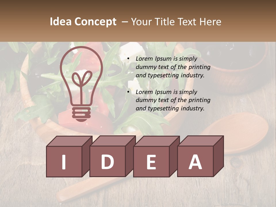 A Wooden Bowl Filled With A Salad Next To A Wooden Spoon PowerPoint Template