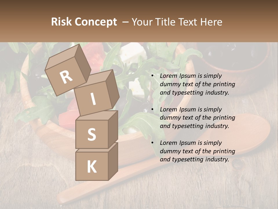 A Wooden Bowl Filled With A Salad Next To A Wooden Spoon PowerPoint Template