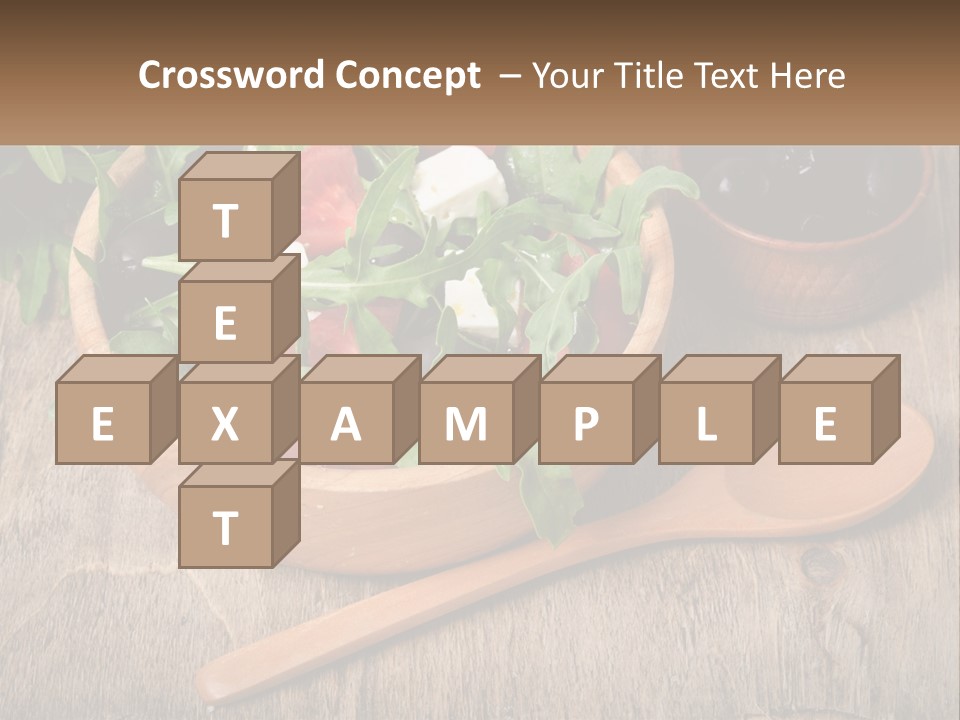 A Wooden Bowl Filled With A Salad Next To A Wooden Spoon PowerPoint Template