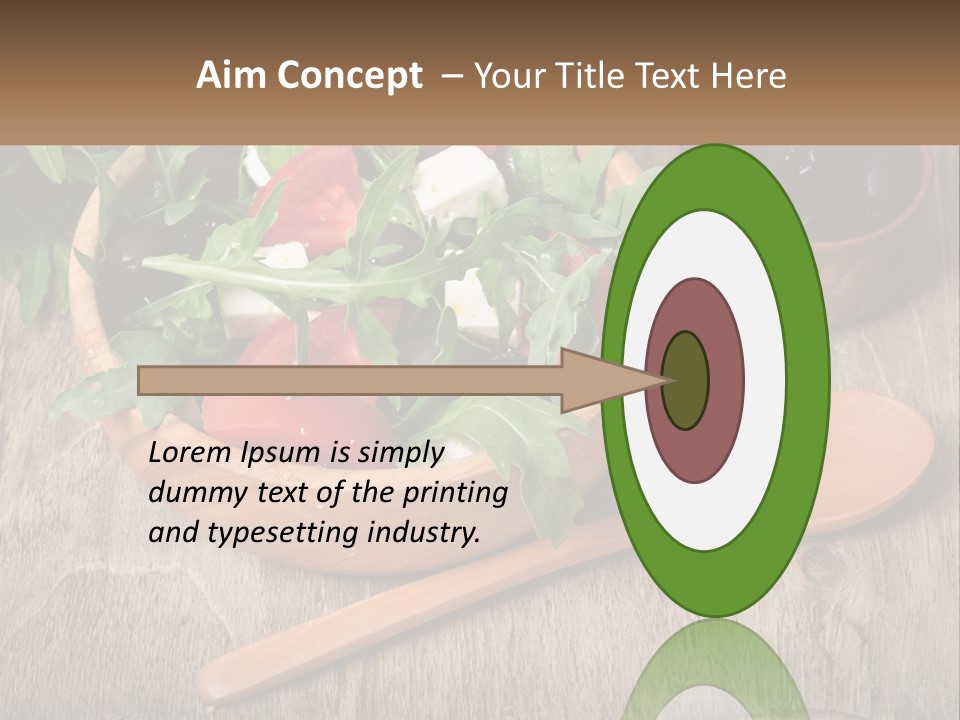 A Wooden Bowl Filled With A Salad Next To A Wooden Spoon PowerPoint Template