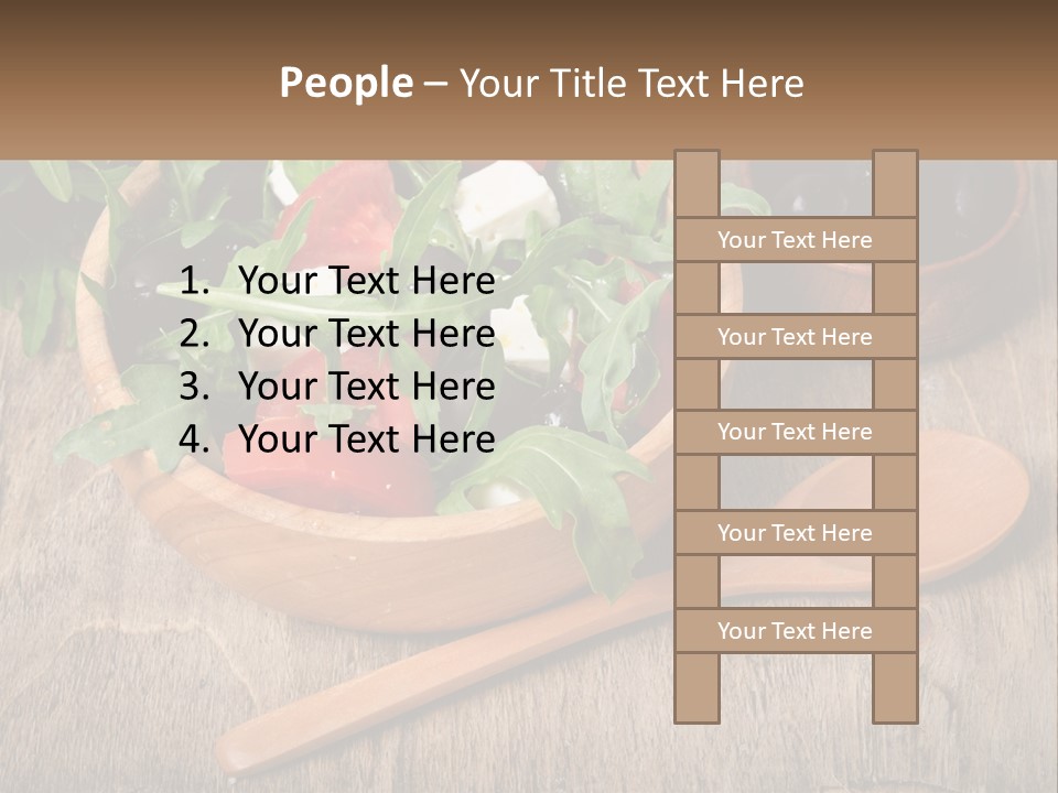A Wooden Bowl Filled With A Salad Next To A Wooden Spoon PowerPoint Template