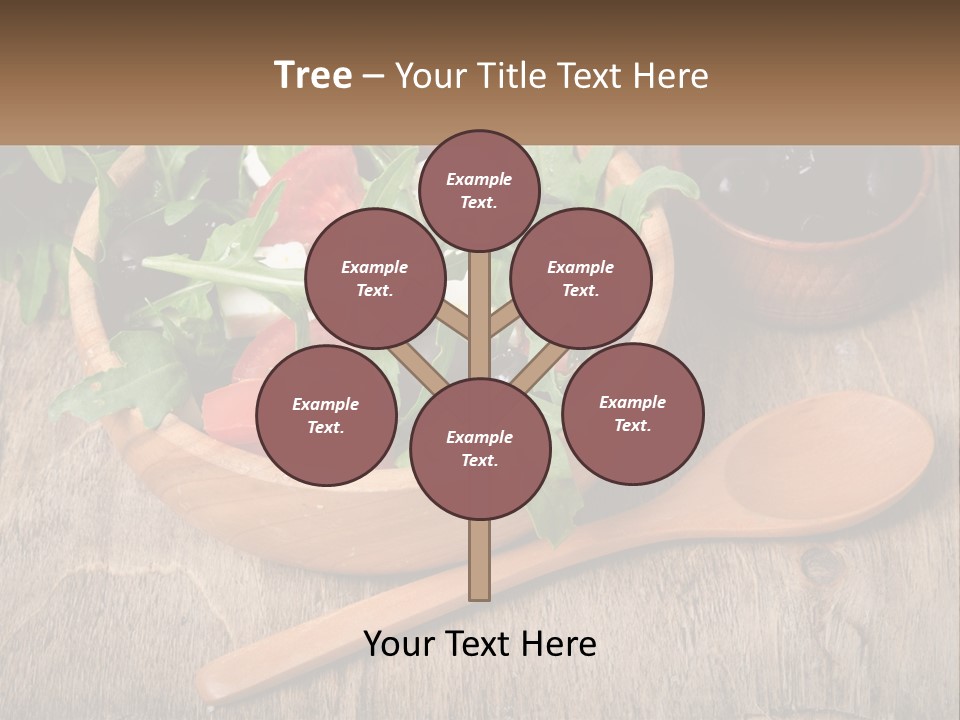 A Wooden Bowl Filled With A Salad Next To A Wooden Spoon PowerPoint Template