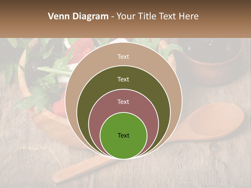 A Wooden Bowl Filled With A Salad Next To A Wooden Spoon PowerPoint Template