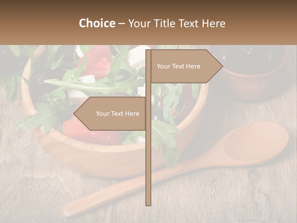 A Wooden Bowl Filled With A Salad Next To A Wooden Spoon PowerPoint Template