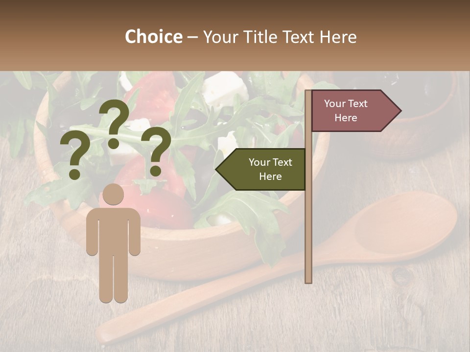 A Wooden Bowl Filled With A Salad Next To A Wooden Spoon PowerPoint Template