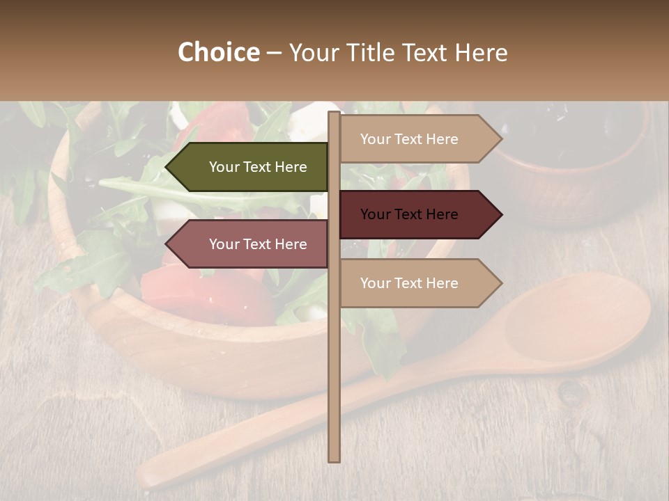 A Wooden Bowl Filled With A Salad Next To A Wooden Spoon PowerPoint Template