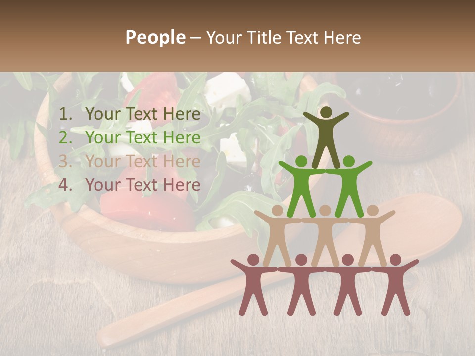 A Wooden Bowl Filled With A Salad Next To A Wooden Spoon PowerPoint Template