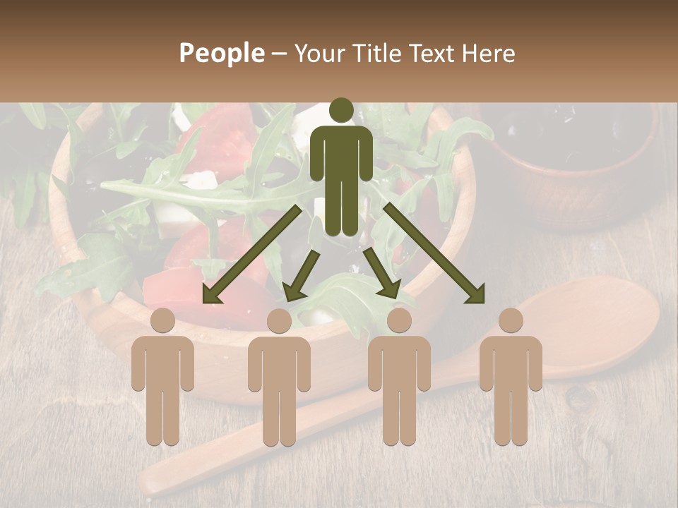 A Wooden Bowl Filled With A Salad Next To A Wooden Spoon PowerPoint Template