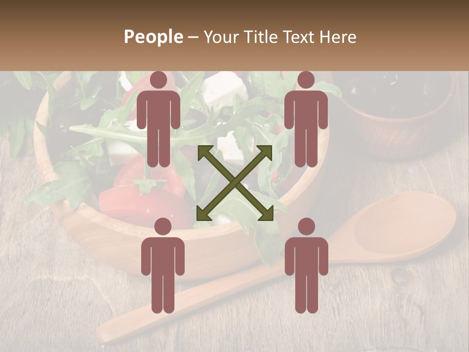 A Wooden Bowl Filled With A Salad Next To A Wooden Spoon PowerPoint Template