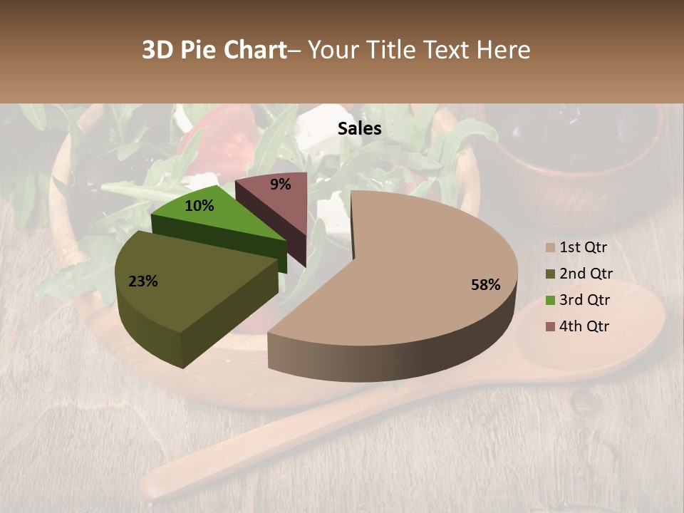A Wooden Bowl Filled With A Salad Next To A Wooden Spoon PowerPoint Template