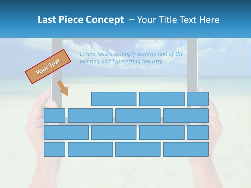 A Person Holding A Tablet With A Beach In The Background PowerPoint Template