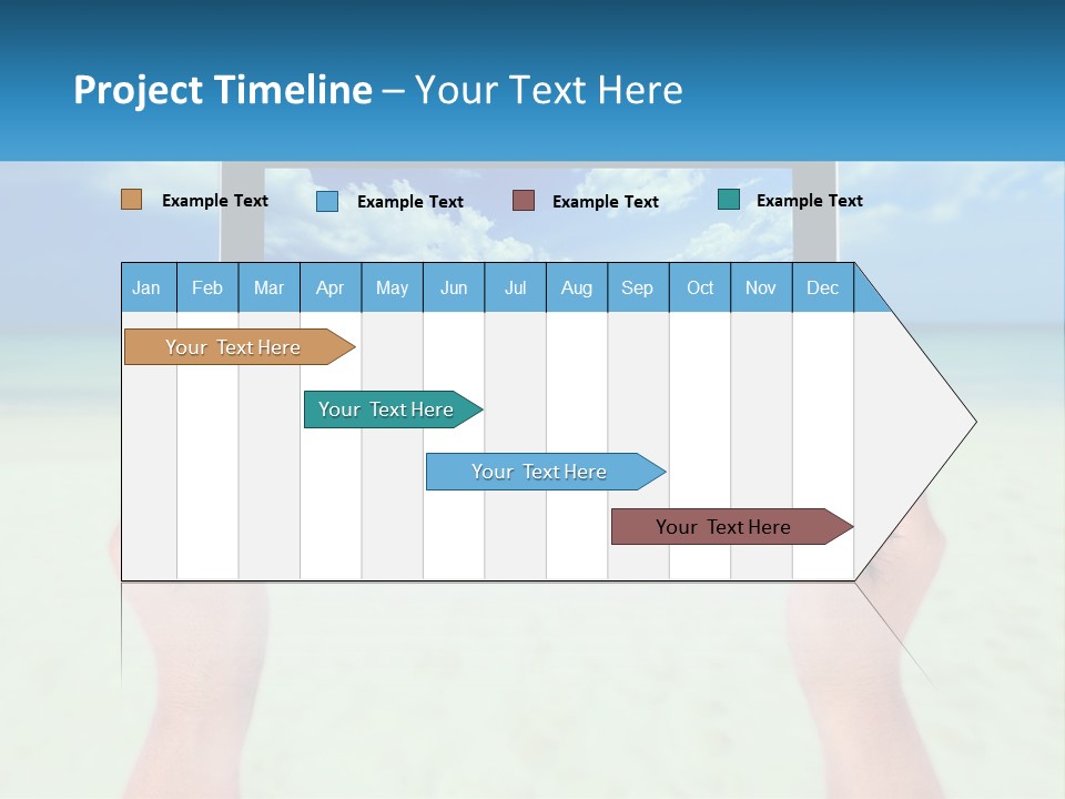 A Person Holding A Tablet With A Beach In The Background PowerPoint Template