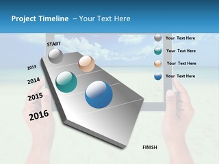 A Person Holding A Tablet With A Beach In The Background PowerPoint Template
