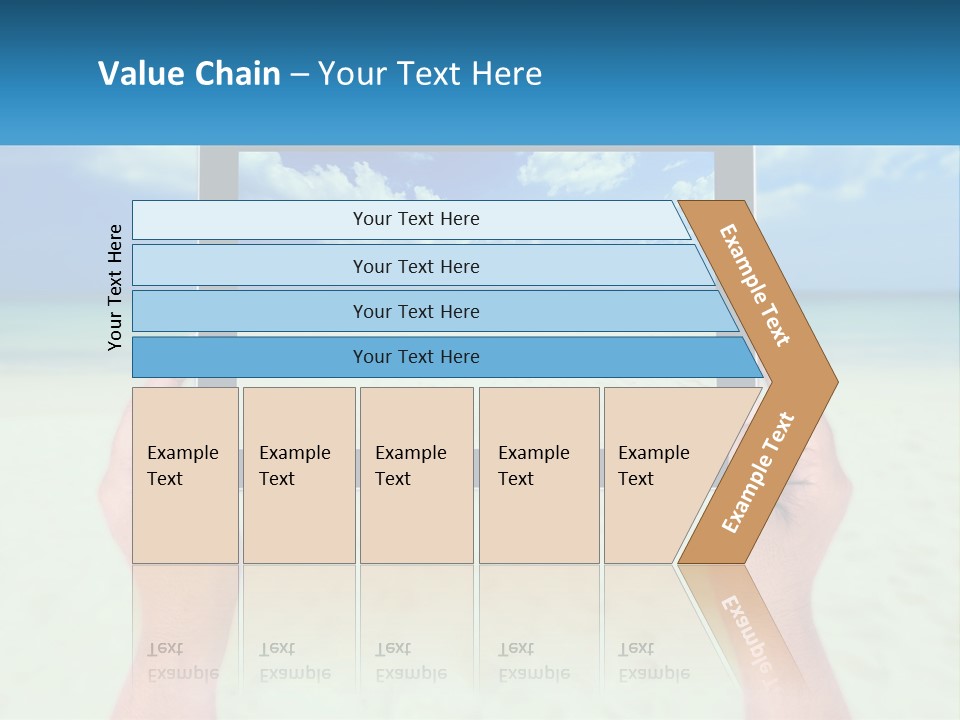 A Person Holding A Tablet With A Beach In The Background PowerPoint Template