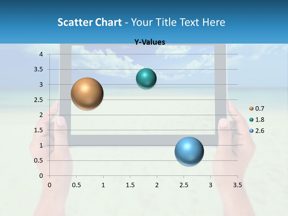 A Person Holding A Tablet With A Beach In The Background PowerPoint Template