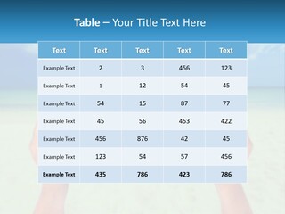 A Person Holding A Tablet With A Beach In The Background PowerPoint Template