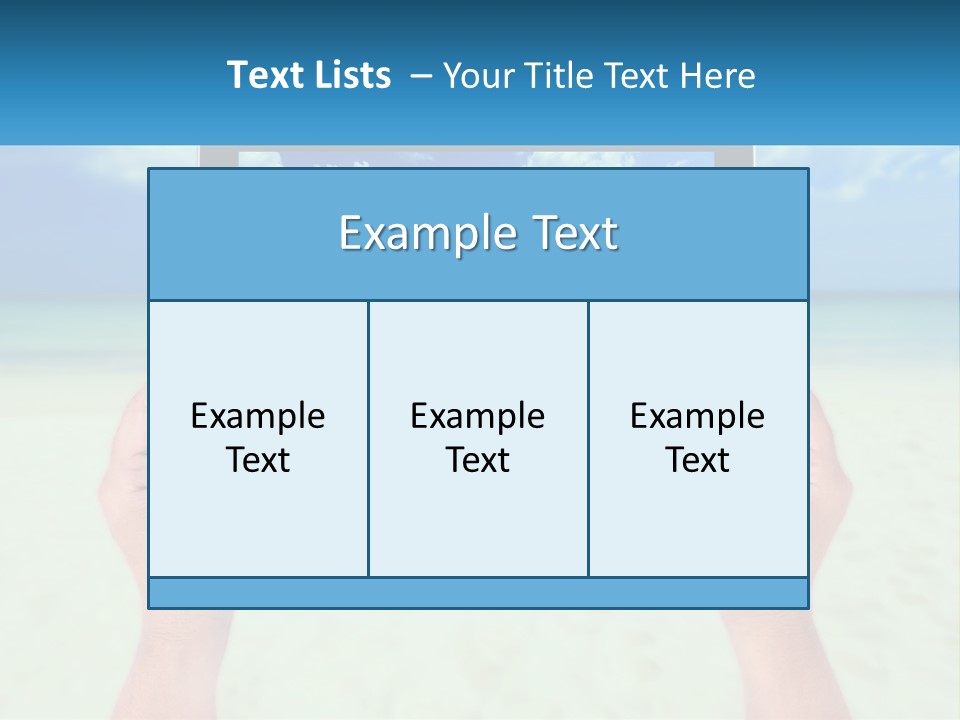 A Person Holding A Tablet With A Beach In The Background PowerPoint Template