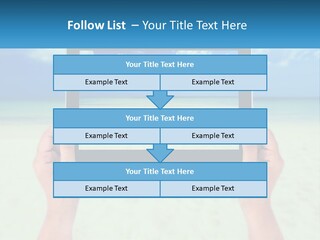 A Person Holding A Tablet With A Beach In The Background PowerPoint Template