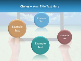 A Person Holding A Tablet With A Beach In The Background PowerPoint Template