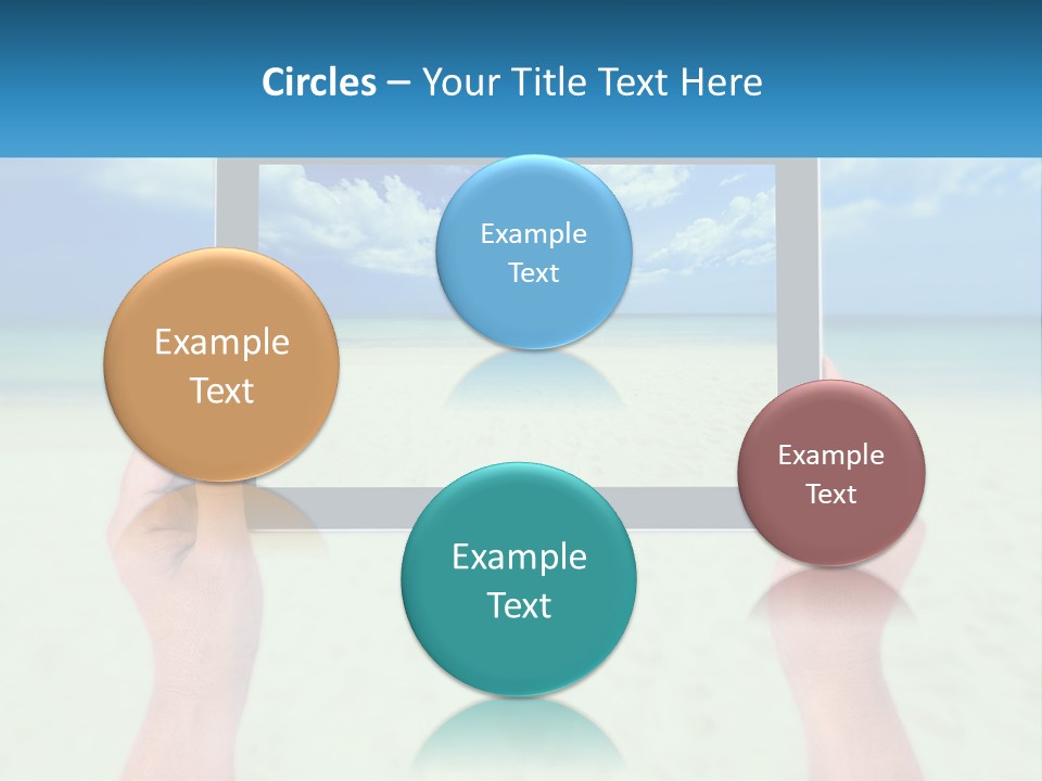 A Person Holding A Tablet With A Beach In The Background PowerPoint Template