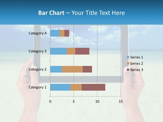 A Person Holding A Tablet With A Beach In The Background PowerPoint Template
