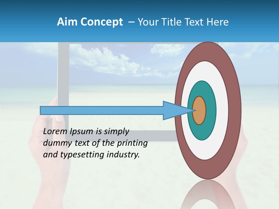 A Person Holding A Tablet With A Beach In The Background PowerPoint Template