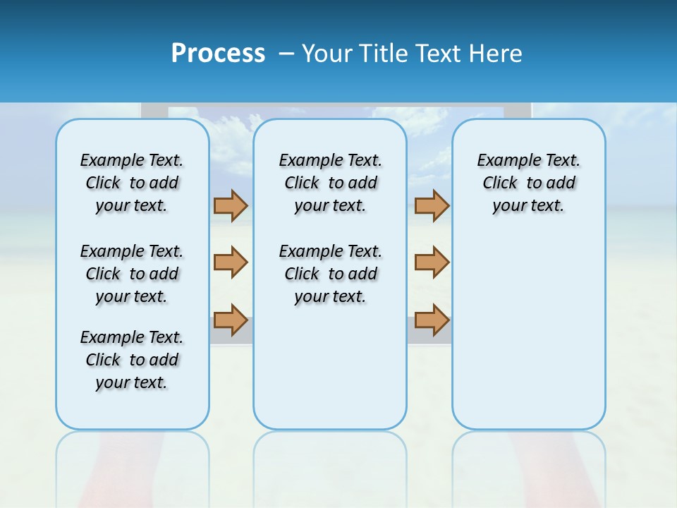 A Person Holding A Tablet With A Beach In The Background PowerPoint Template