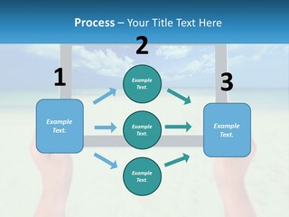 A Person Holding A Tablet With A Beach In The Background PowerPoint Template