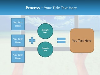 A Person Holding A Tablet With A Beach In The Background PowerPoint Template
